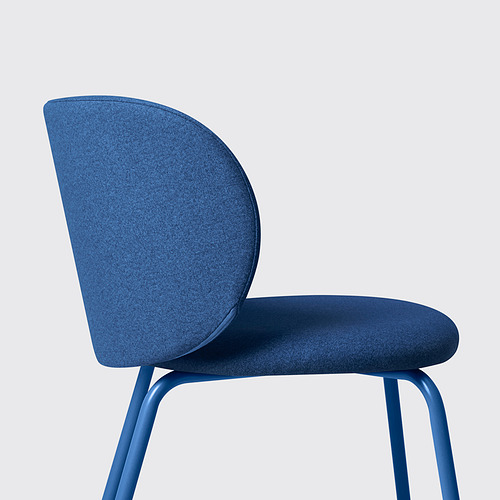 KRYLBO: silla moderna, azul, tapizada con elegantes patas metálicas. Cómodo, elegante para cenar.
