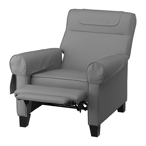Silla reclinable MUREN gris, diseño moderno, tapizada en tela, ajustable en 3 posiciones, con reposapiés incorporado.