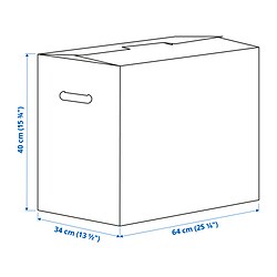Ilustración de medidas - DUNDERGUBBE caja de mudanza