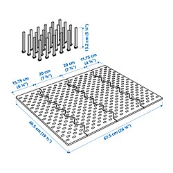 Ilustración de medidas - UPPDATERA panel perforado cajón