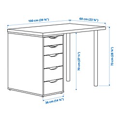 Measurement Illustration - LINNMON/ALEX desk