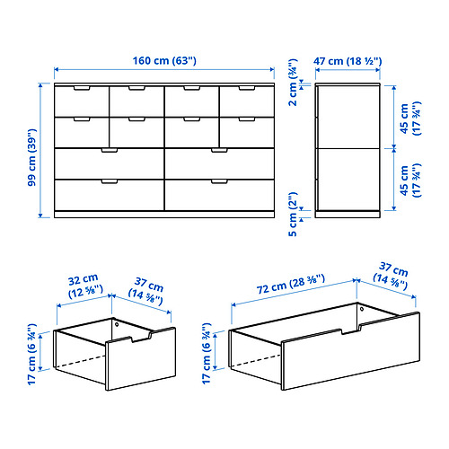 NORDLI, Cómoda de 12 cajones. 8 de 8 abrir diálogo