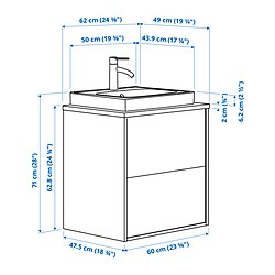 Ilustración de medidas - HAVBÄCK/ORRSJÖN mueble lavabo con cajones y grifo DALSKÄR