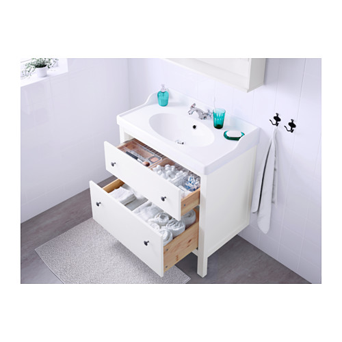 HEMNES / RUTSJÖN, bathroom vanity w/ drawers and sink. 3 of 6 open dialog