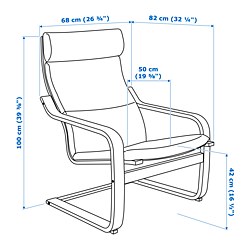 Ilustración de medidas - POÄNG sillón