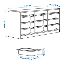 Measurement Illustration - TROFAST storage combination with boxes