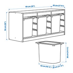 Ilustración de medidas - TROFAST combinación de almacenaje con cajas
