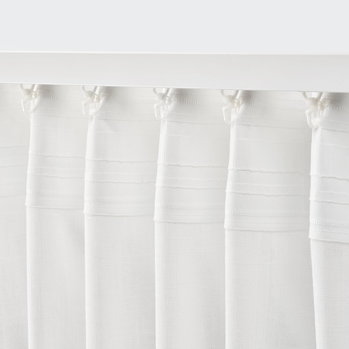 Cortinas blancas transparentes con textura de lino, suavizan la luz del sol, fácil fijación de gancho.