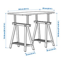 Measurement Illustration - LAGKAPTEN/MITTBACK desk