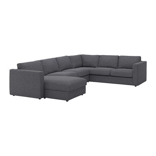 Veteran gray l-shaped sectional sofa, plush with dark gray fabric, modern minimalist design, deep cushions, versatile seating.