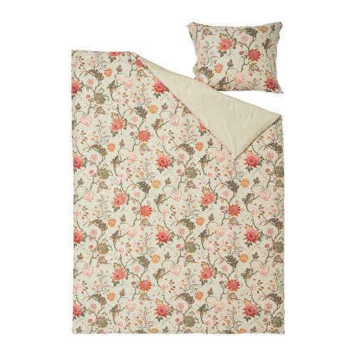 NÄSSELKLOCKA: edredón y almohada floral, beige-crema, algodón-viscosa, suave, transpirable.