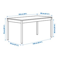 Ilustración de medidas - TONSTAD mesa de comedor