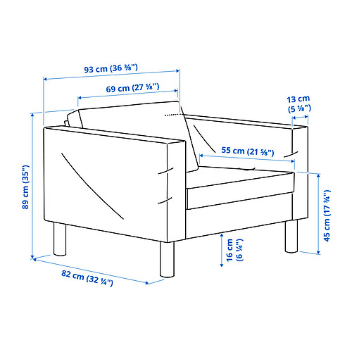 Measurement Illustration - SALTSJÖBADEN armchair