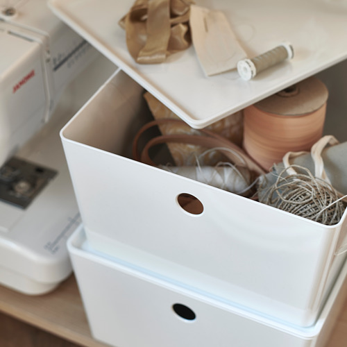Cajas de almacenamiento blancas, diseñadas para la organización; ideal para manualidades o artilugios; Apilable, duradero y resistente al polvo.