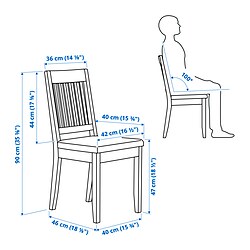 Ilustración de medidas - NÄSINGE mesa de comedor extensible y 4 sillas