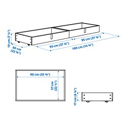 Measurement Illustration - GLADSTAD upholstered bed storage box