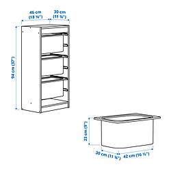 Measurement Illustration - TROFAST storage combination with boxes