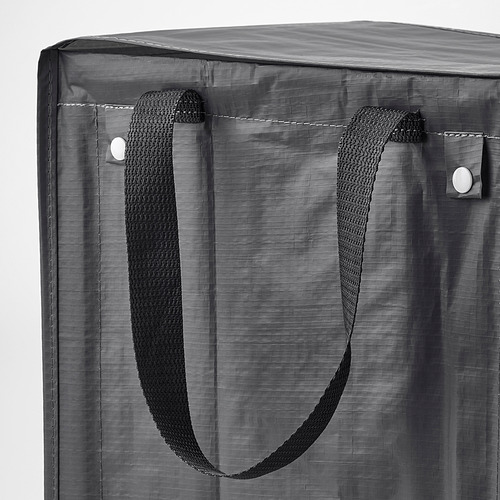Bolsa de plástico DIMPA negra, grande y robusta con dos asas laterales resistentes, ideal para la clasificación y el almacenamiento de residuos.