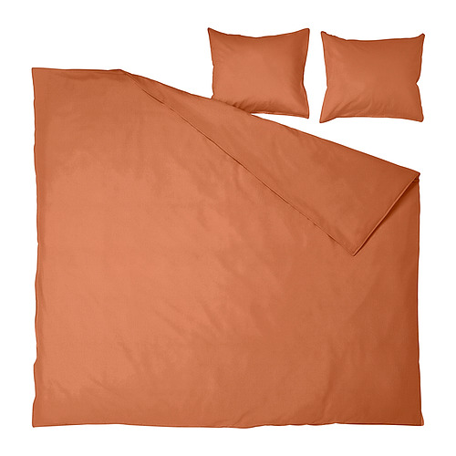 Juego de cama naranja quemado: funda nórdica, dos fundas de almohada de algodón suave y prelavado.