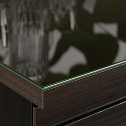 STORKLINTA bedside table with glass top
