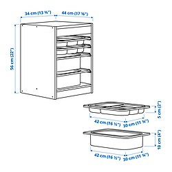 Ilustración de medidas - TROFAST combinación de almacenaje con cajas/bandejas
