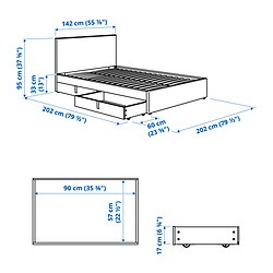 Measurement Illustration - GLADSTAD upholstered bed Full