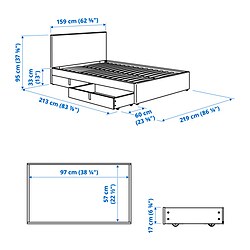 Measurement Illustration - GLADSTAD upholstered bed Queen