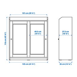 Measurement Illustration - HAUGA glass-door cabinet
