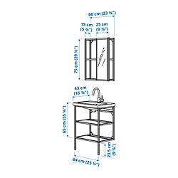 Ilustración de medidas - ENHET Combinación muebles baño con grifo SALJEN