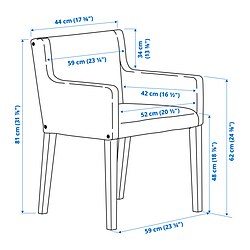 Measurement Illustration - MÅRENÄS chair with armrests