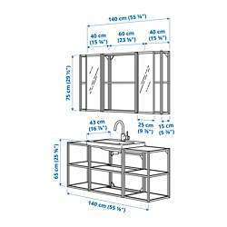 Ilustración de medidas - ENHET Combinación muebles baño con grifo SALJEN