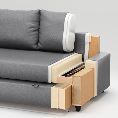 FRIHETEN, Sofá cama 3 plazas con chaiselongue. 7 de 9 abrir diálogo