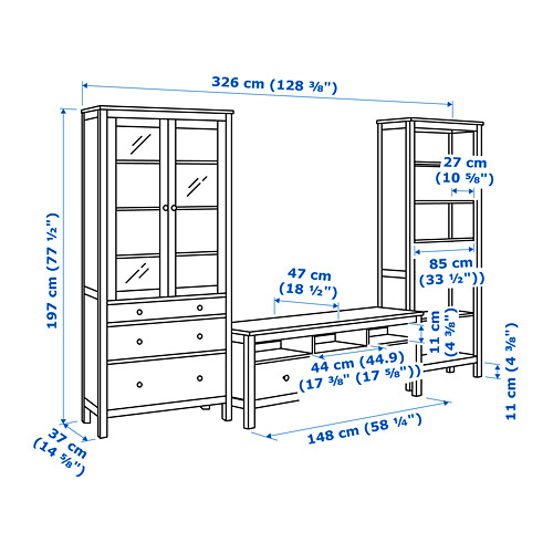HEMNES, mueble TV. 3 de 4 abrir diálogo