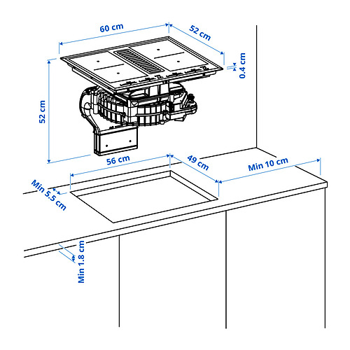 TÄCKNAN, Placa inducción con extractor integrado. 11 de 11 abrir diálogo