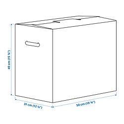 Ilustración de medidas - DUNDERGUBBE caja de mudanza