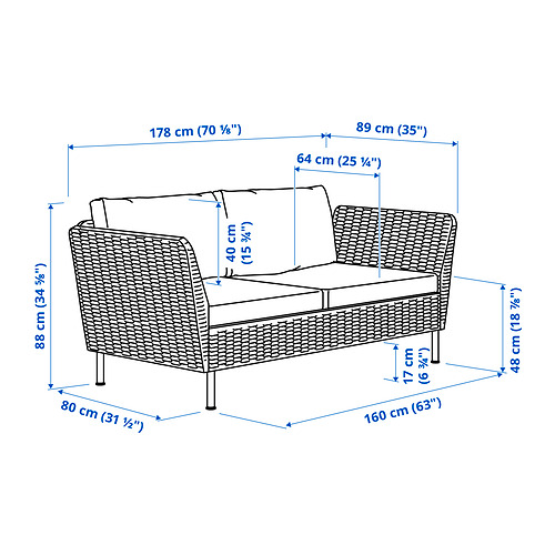 VITTSKÄR, 2-seat modular sofa outdoor with armrests . 5 of 5 open dialog