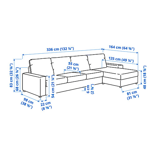 VIMLE, sofá 4 plazas con chaiselongue. 7 de 8 abrir diálogo