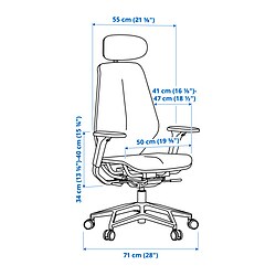 Ilustración de medidas - STYRSPEL sillón para gaming