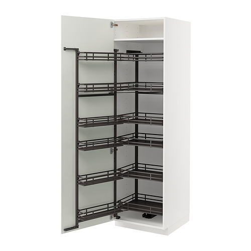 Un mueble de cocina METOD blanco con estantes de almacenamiento extraíbles.