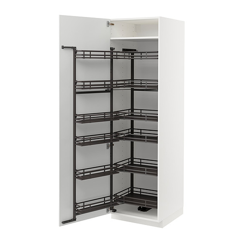Mueble de cocina METOD blanco con estantes extraíbles negros. Diseño moderno y elegante para un almacenamiento organizado.