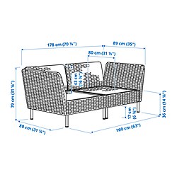 Measurement Illustration - VITTSKÄR modular loveseat