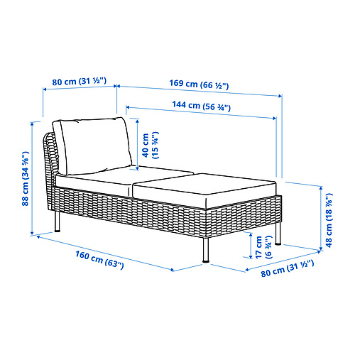 VITTSKÄR, chaise longue modular exterior. 5 de 5 abrir diálogo