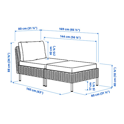 VITTSKÄR, chaise longue de exterior modular. 5 de 5 abrir diálogo