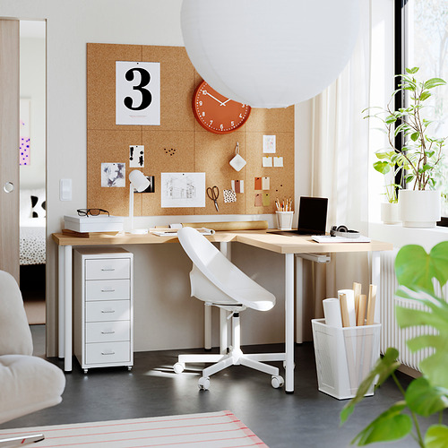 LAGKAPTEN / LINNMON, L-shaped desk. 2 of 3 open dialog