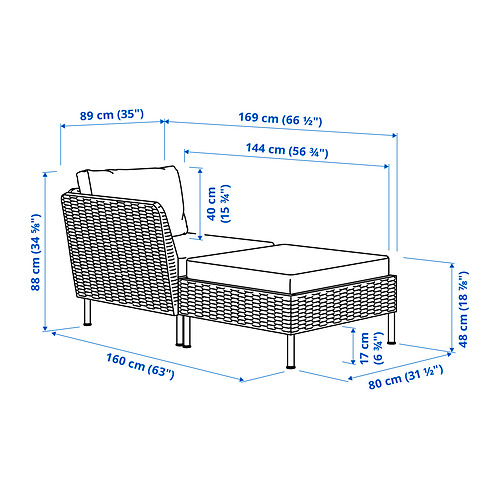 VITTSKÄR, chaise longue modular exterior con reposabrazos. 5 de 5 abrir diálogo