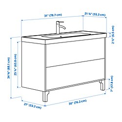 Measurement Illustration - TÄNNFORSEN/ORRSJÖN wash-stnd w drawers/wash-basin
