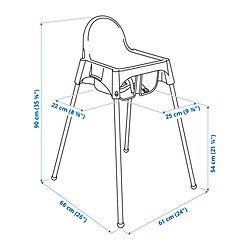 Measurement Illustration - ANTILOP high chair with safety belt