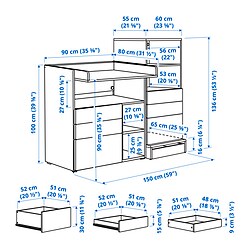 Measurement Illustration - SMÅSTAD/UPPFÖRA changing table