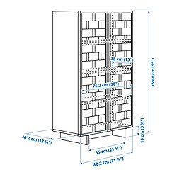 Ilustración de medidas - IKEA PS 2026 mueble de almacenaje