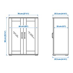 Measurement Illustration - SKRUVBY cabinet with glass doors